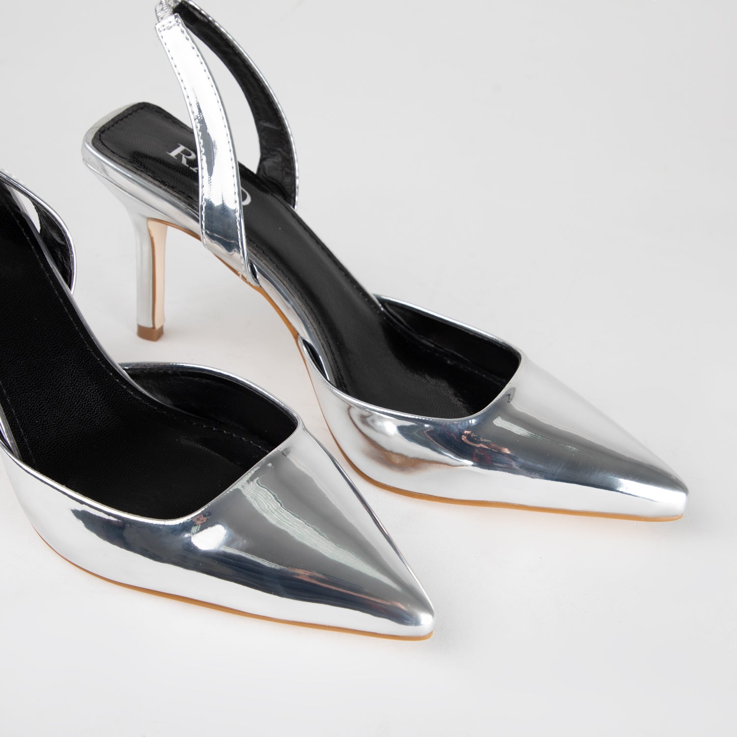 RAID Glimpse Slingback Heels in Silver