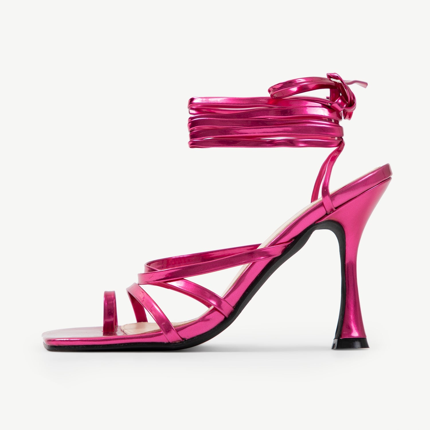 RAID Avika Strappy Heels In Pink Metallic