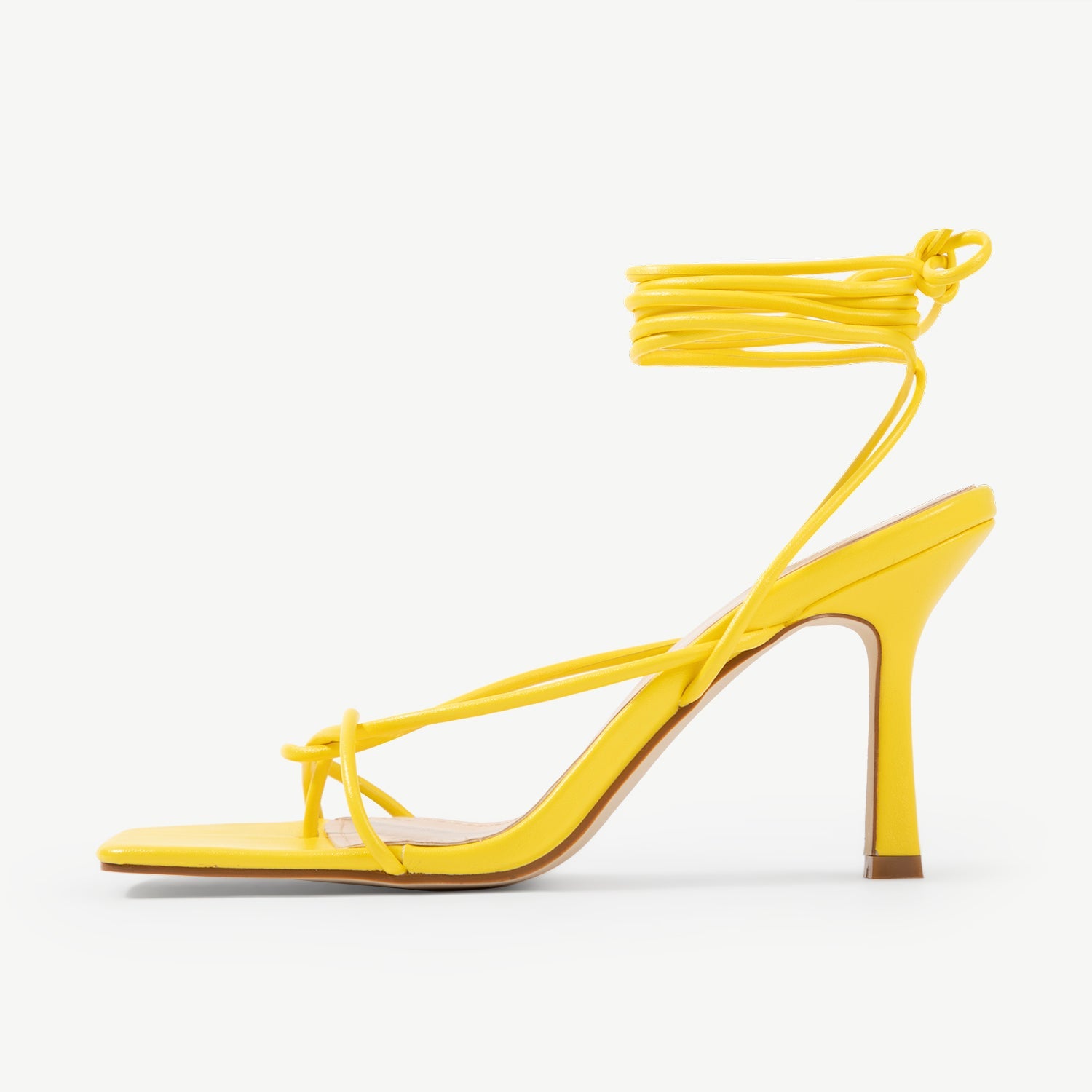 RAID Flutter Lace Up Heel In Yellow