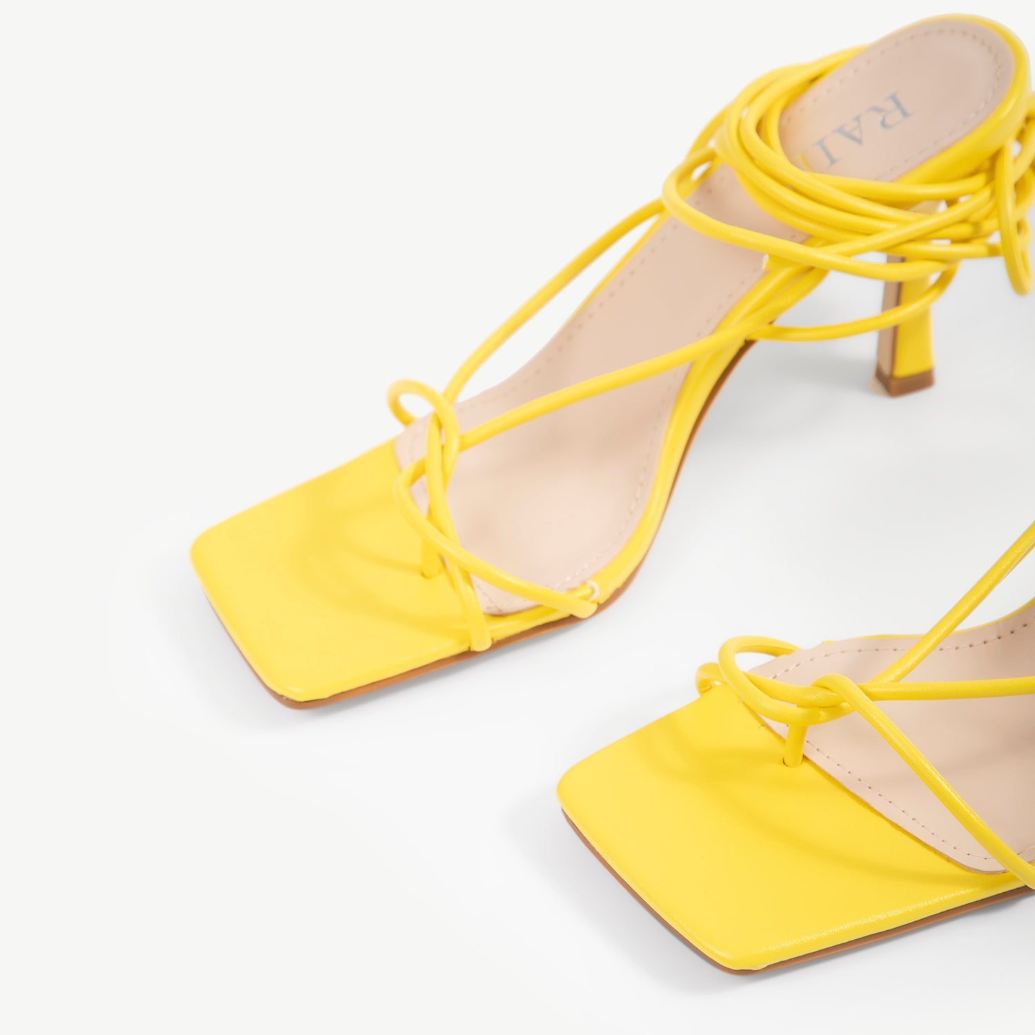 RAID Flutter Lace Up Heel In Yellow
