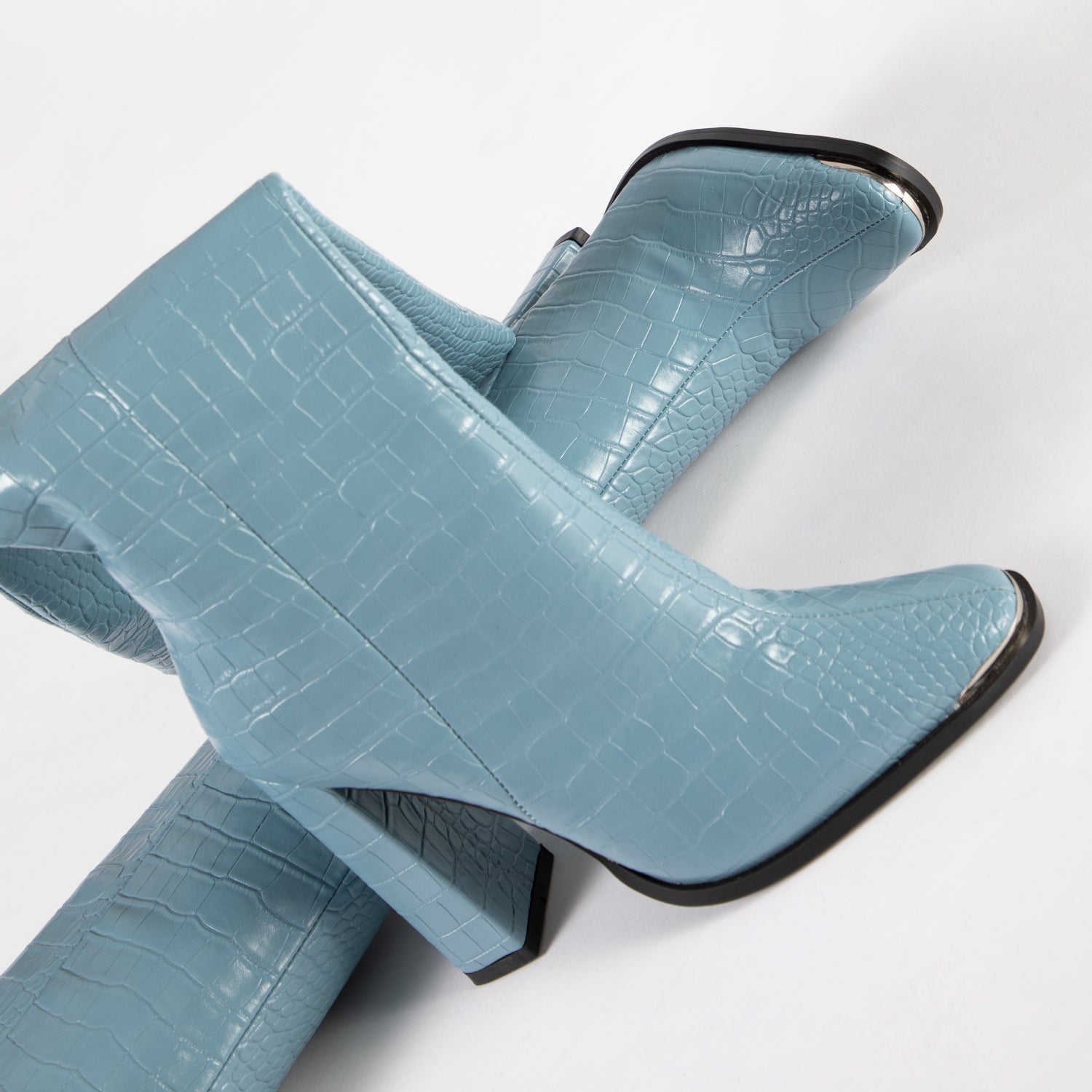 RAID Jocelyn Block Heeled Boot in Blue Croc