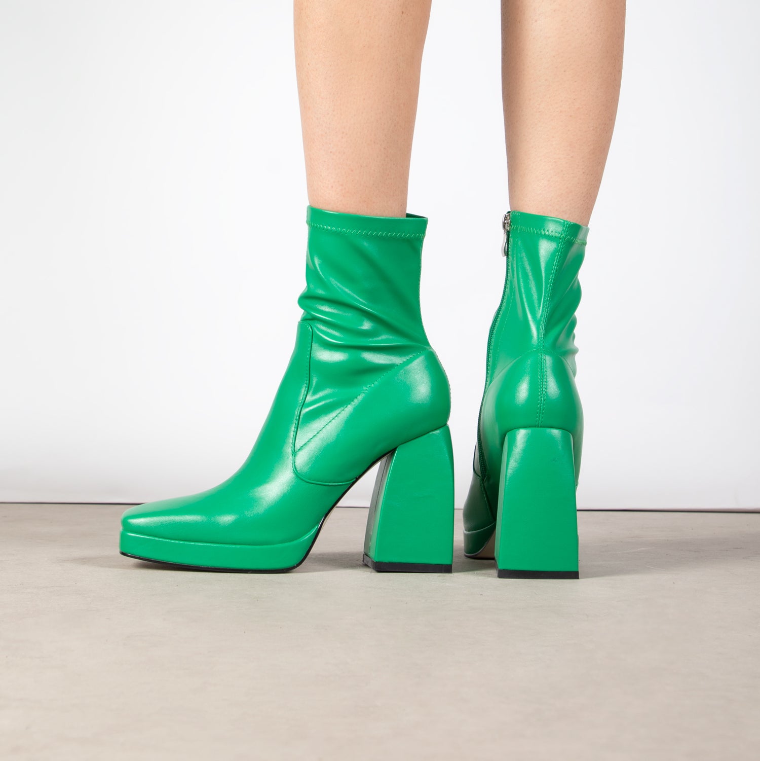 RAID Recruit Block Heeled Ankle Boot in Green