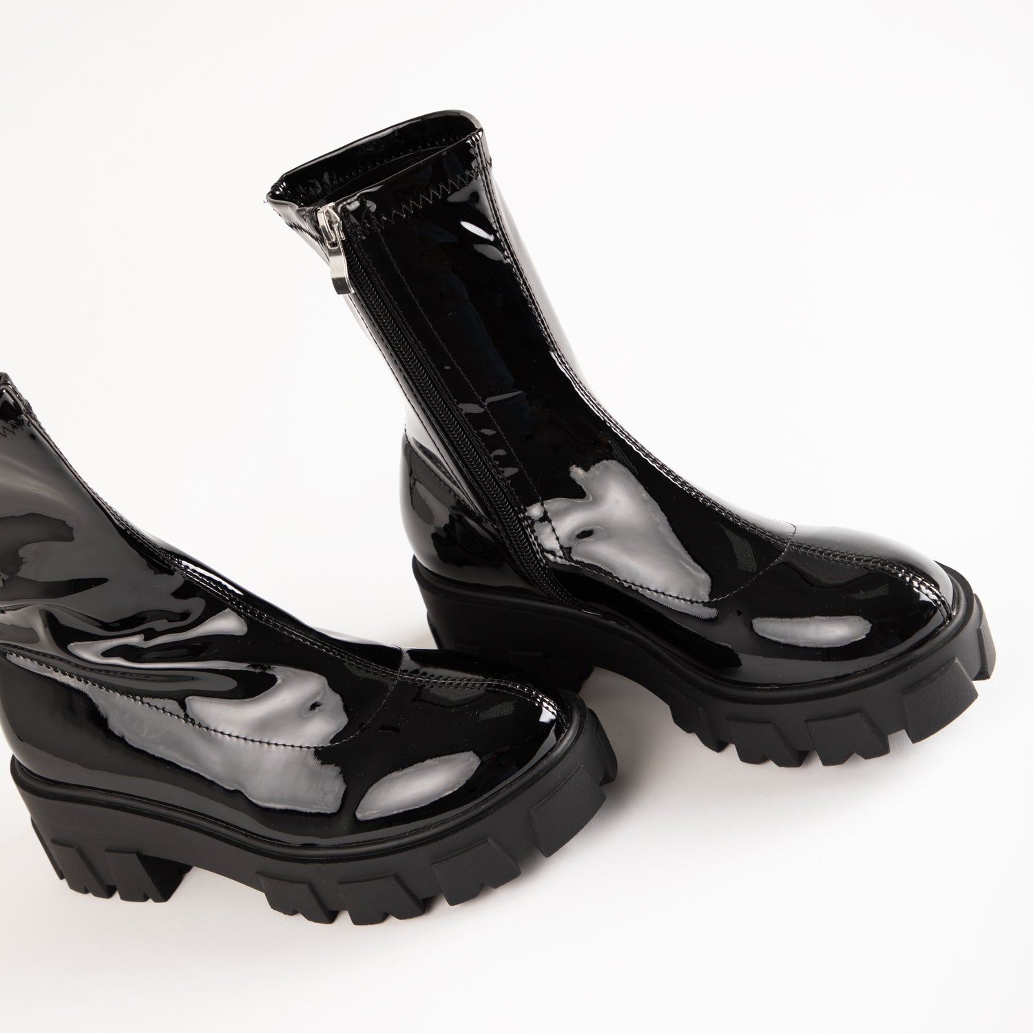 RAID Tackle Chunky Ankle Boot in Black Patent