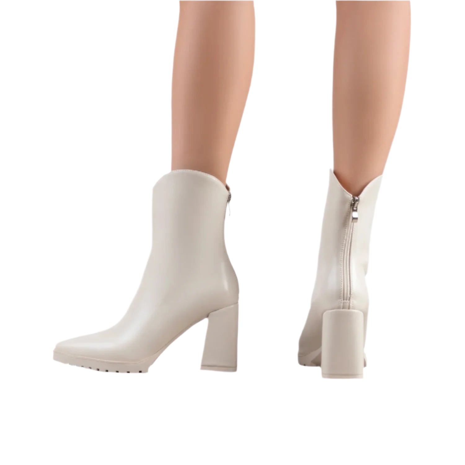 RAID Alizaa Block Heeled Ankle Boots in Off White