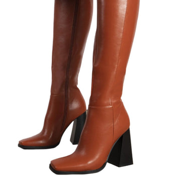 RAID Analeah Block Heeled Boot in Tan