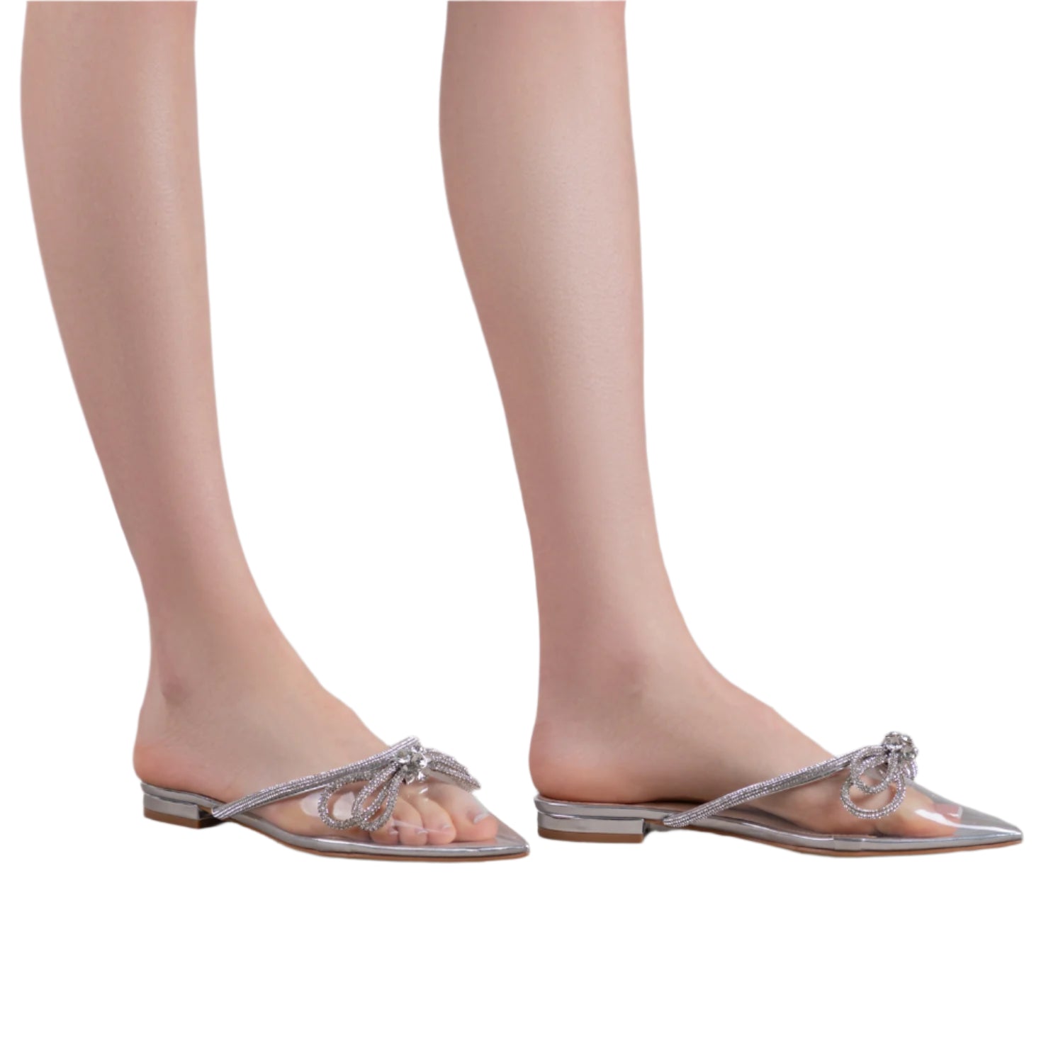 RAID Ariette Embellished Flat Mule In Clear/Silver
