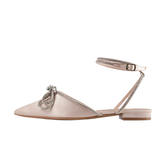 RAID Armell Flat Lace up Pump in Nude Satin