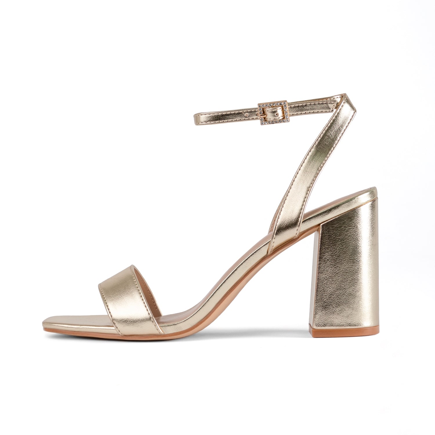 RAID Chantal Block Heels in Gold Metallic