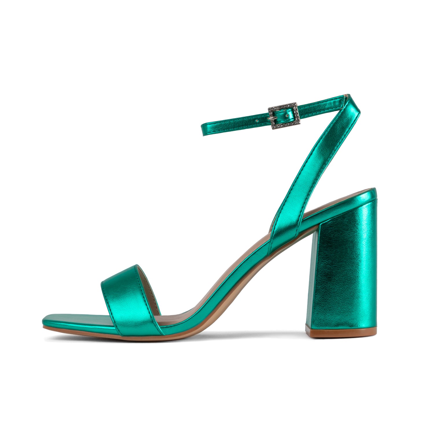 RAID Chantal Block Heels in Teal Metallic