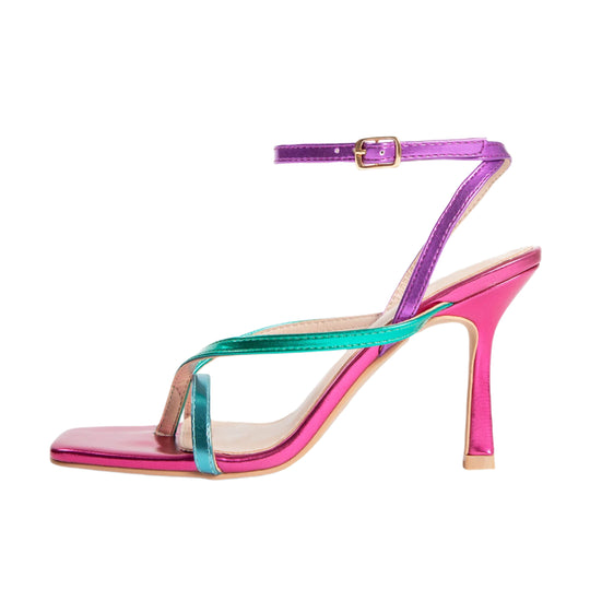 RAID Dorneah Square Toe Post Sandal In Pink Multi