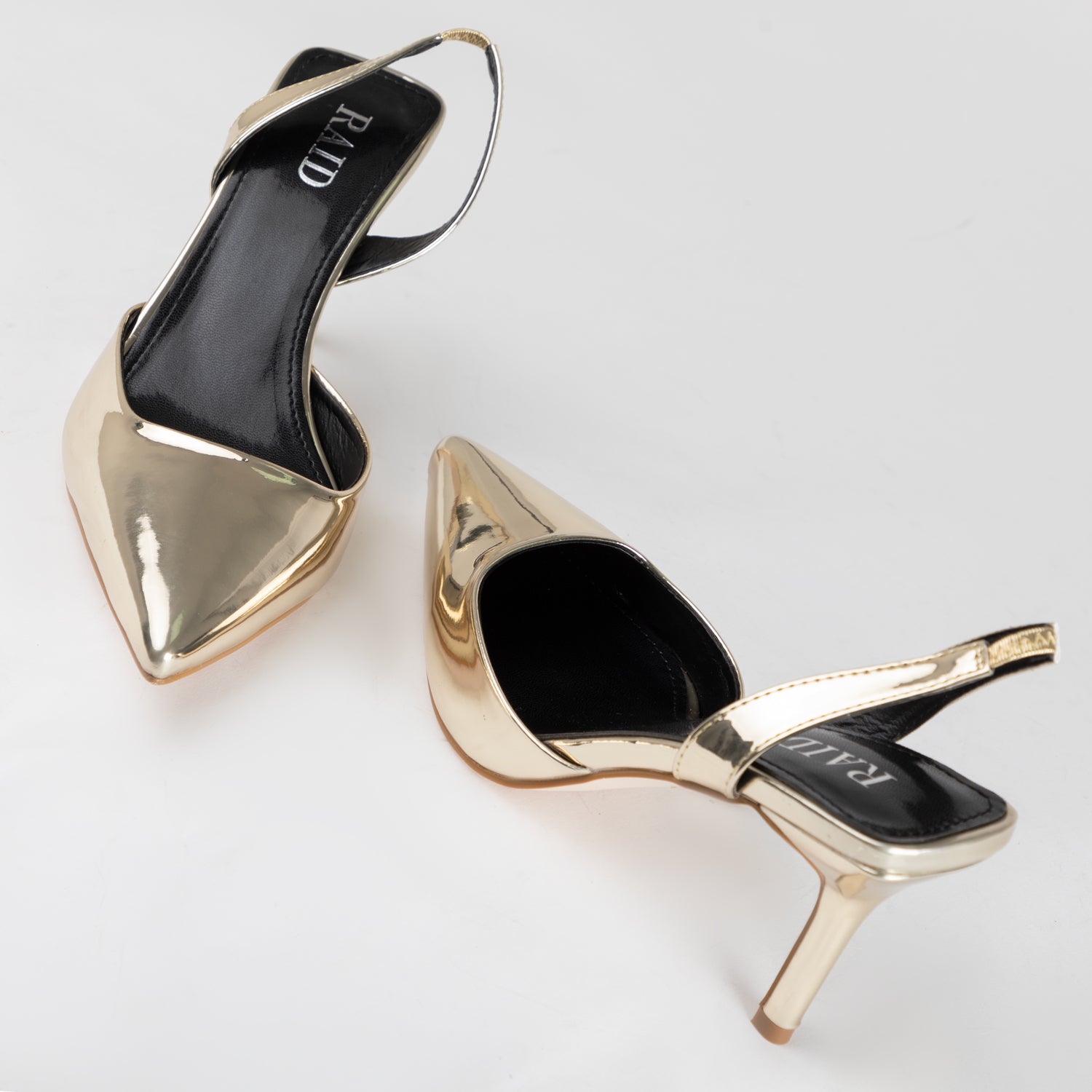 Gold Ric Rac Heels RAID Glimpse Slingback Heels in Gold