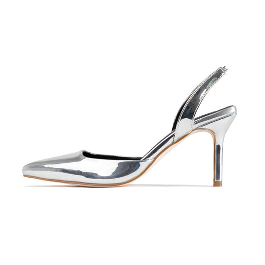 RAID Glimpse Slingback Heels in Silver
