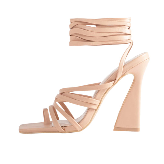 BEBO Harper Lace Up Heel in Nude