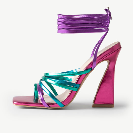 BEBO Harper Lace Up Heel in Pink Multi