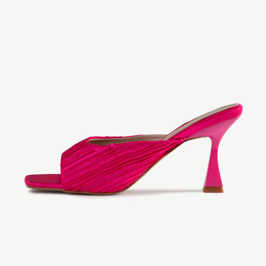 RAID Jovia Heeled Mule In Hot Pink Satin
