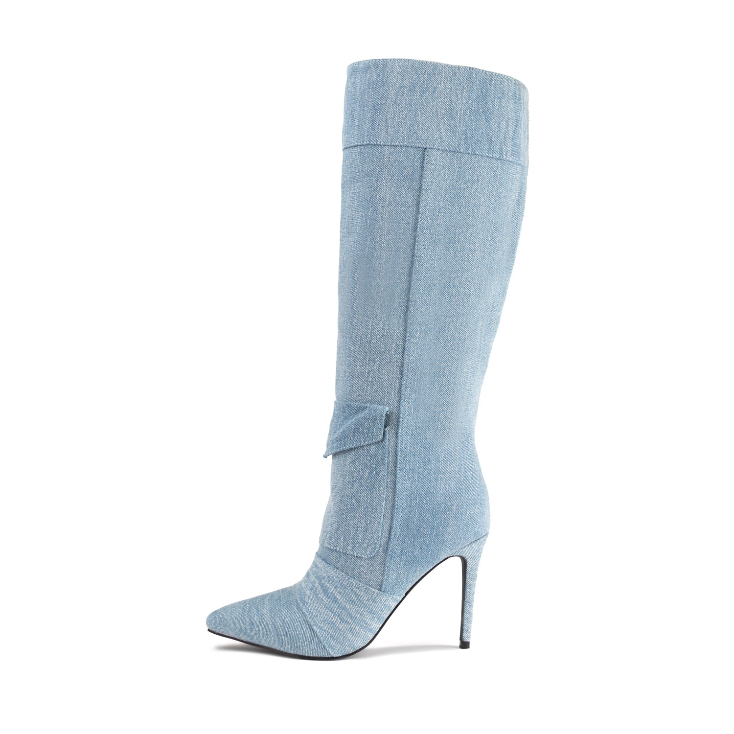 RAID Reilly Knee High Boots in Blue Denim