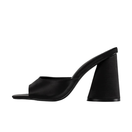 RAID Alba Heeled Mule in Black Satin