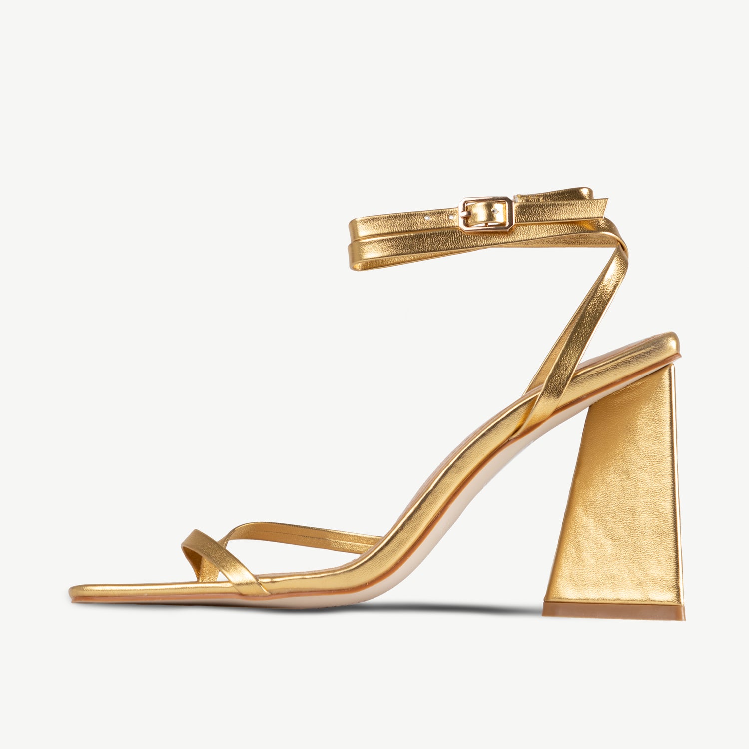 Lace up sales block heels gold