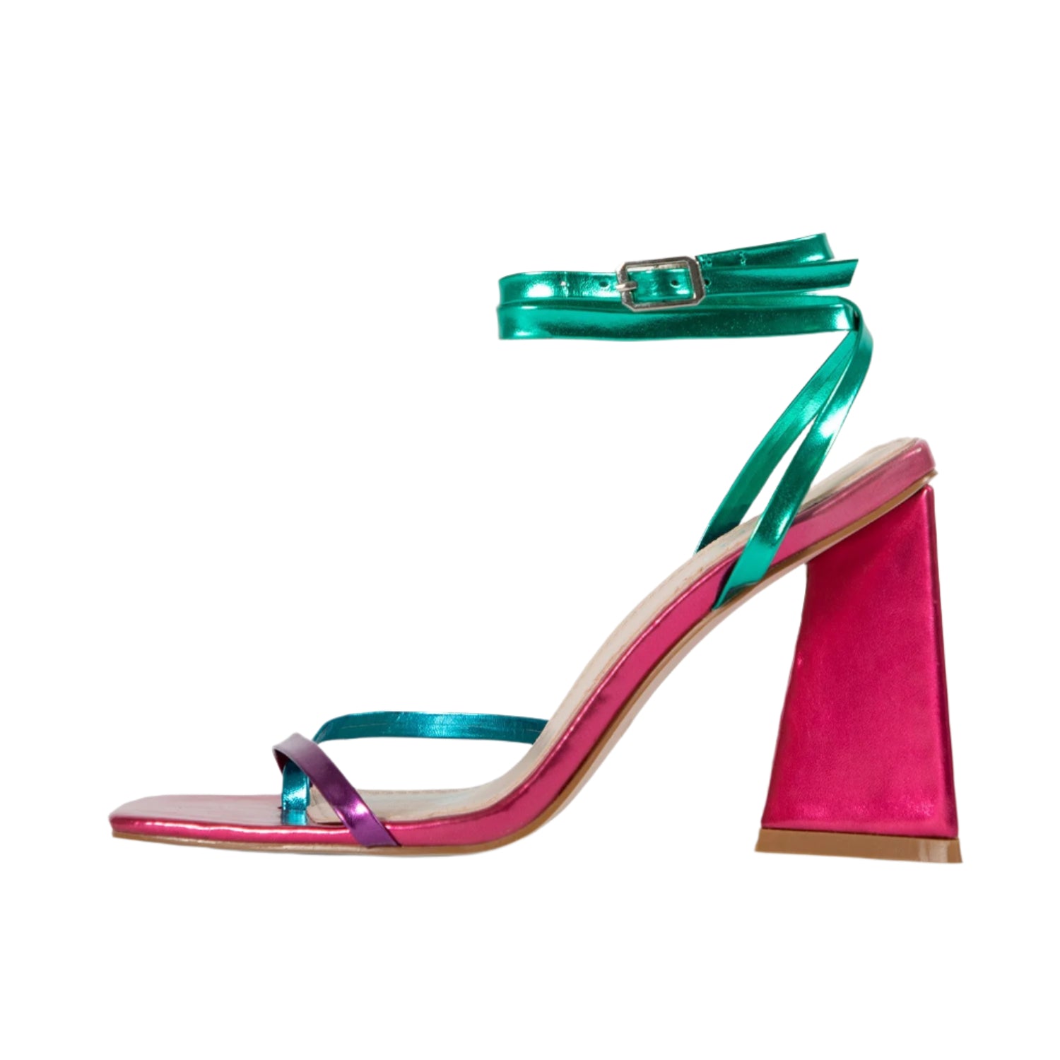 RAID Amora Lace Up Block Heel in Pink Multi