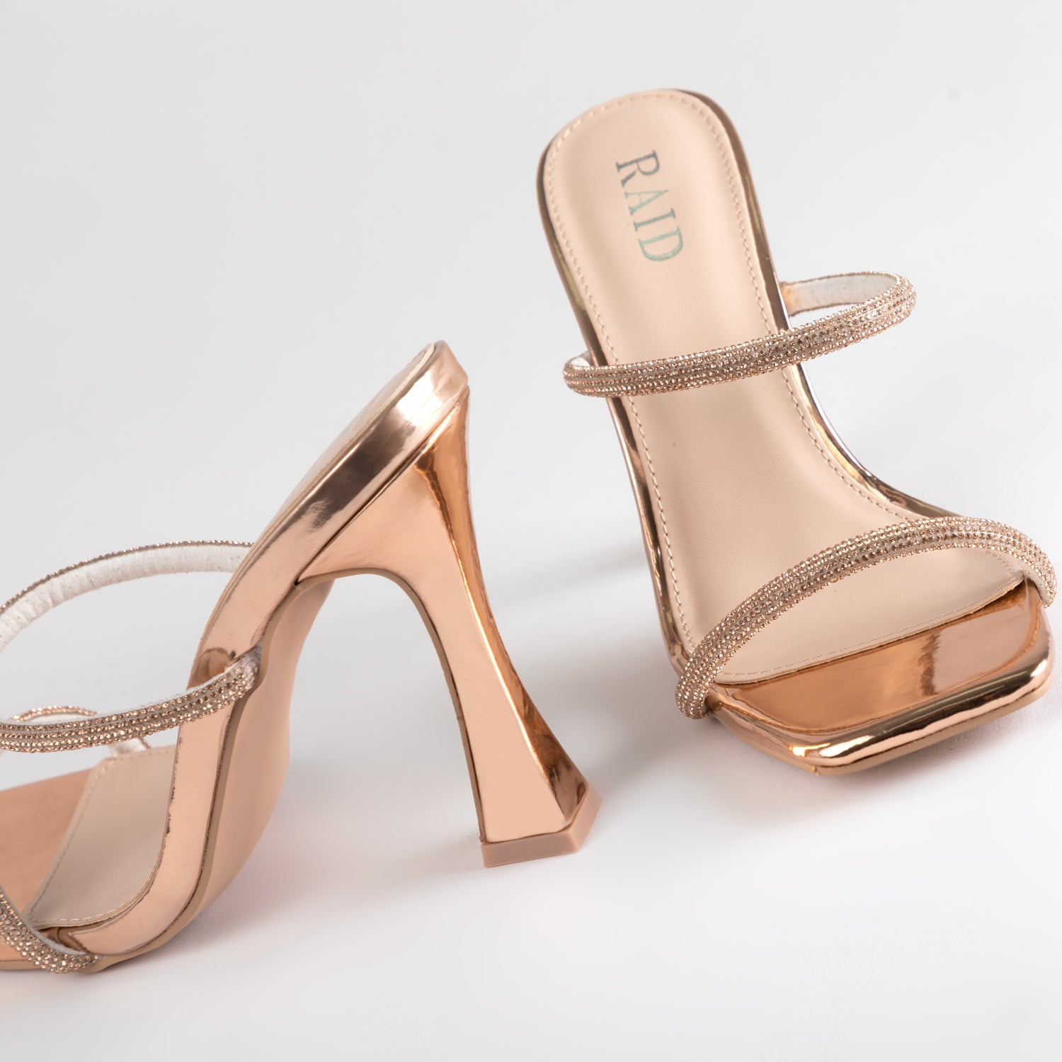 Rose gold mule sandals cheap