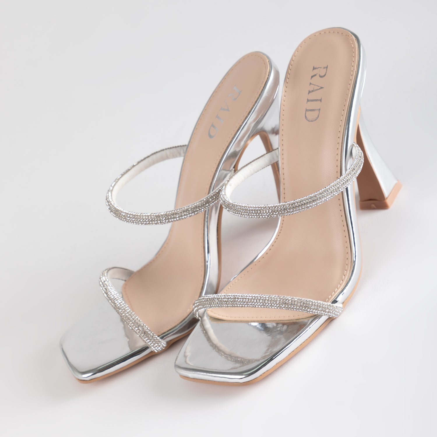 RAID Beulah Heeled Mule in Silver