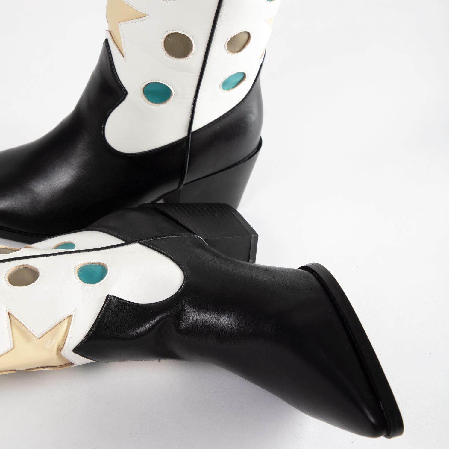 RAID Blu Western Ankle Boot in Black+White
