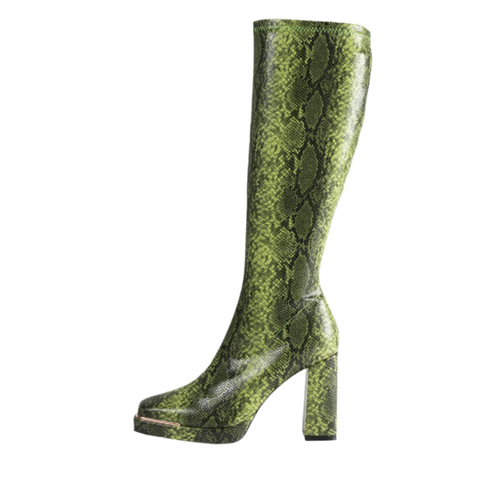 RAID Daleyzaa Long Boot in Green Snake