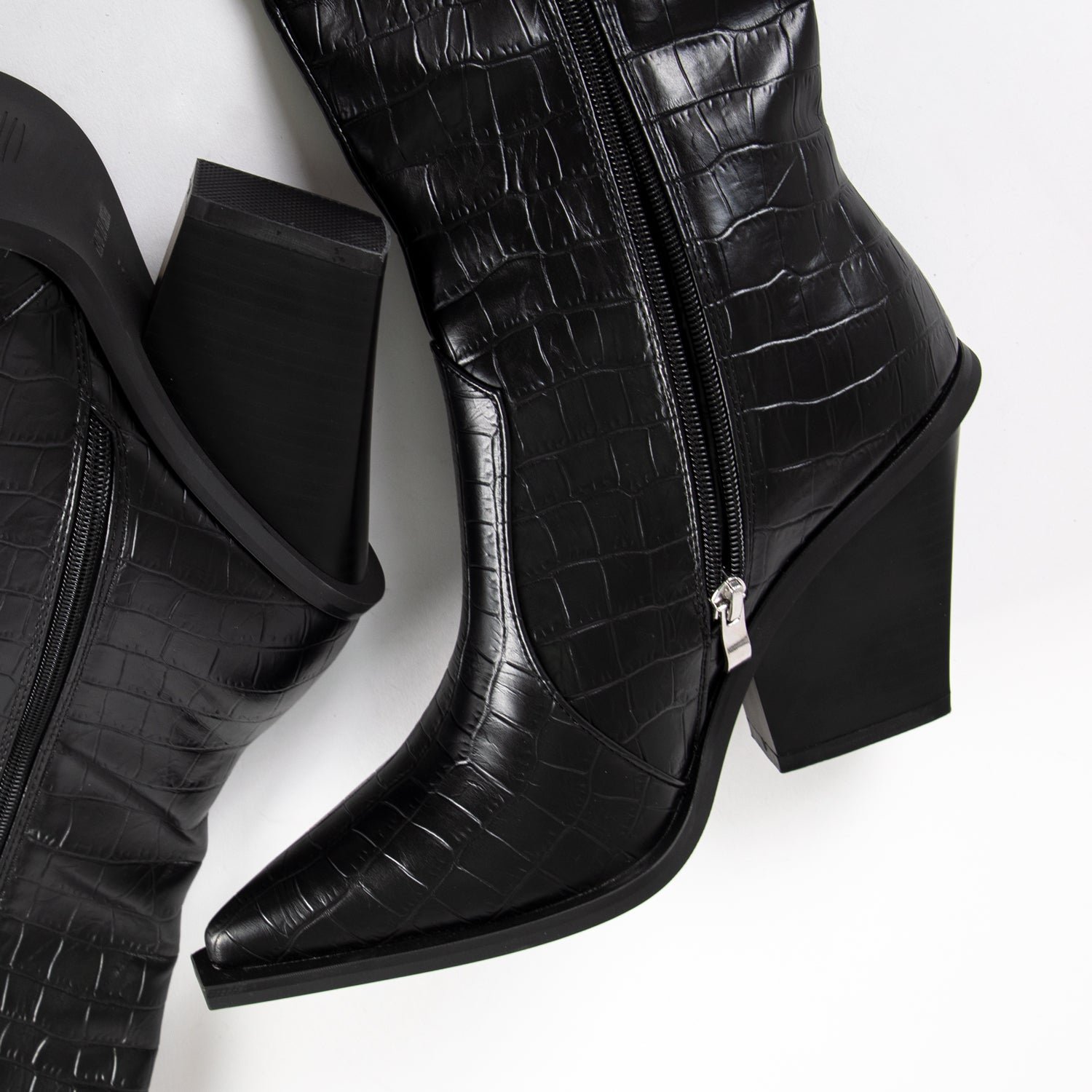 RAID Enrique Western Long Boot In Black Croc