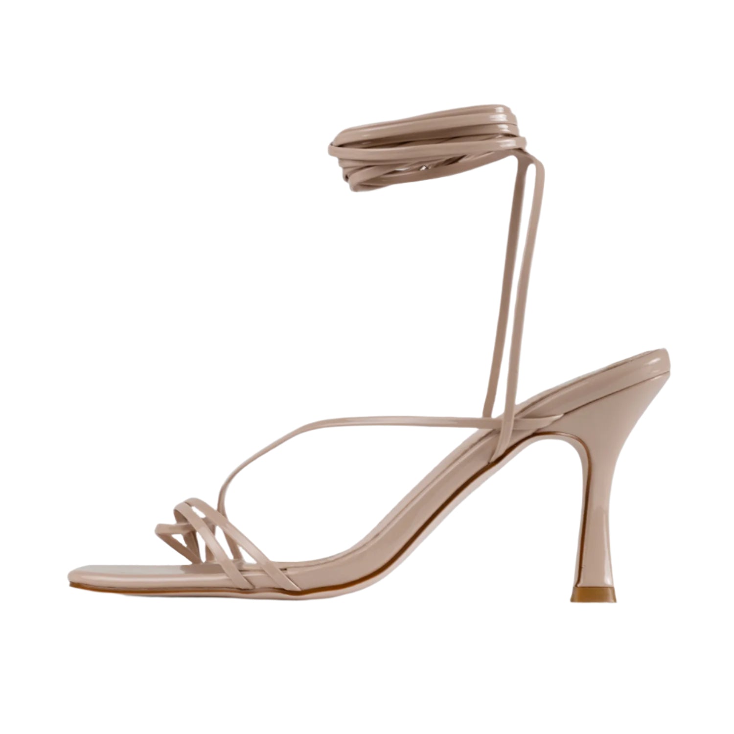 RAID Fane Lace-up Heeled Sandal in Nude Patent
