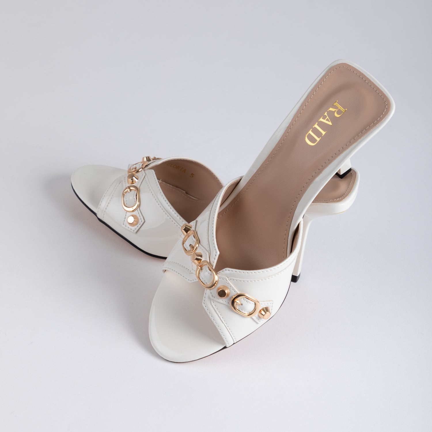 RAID Gloria Heeled Mule in White