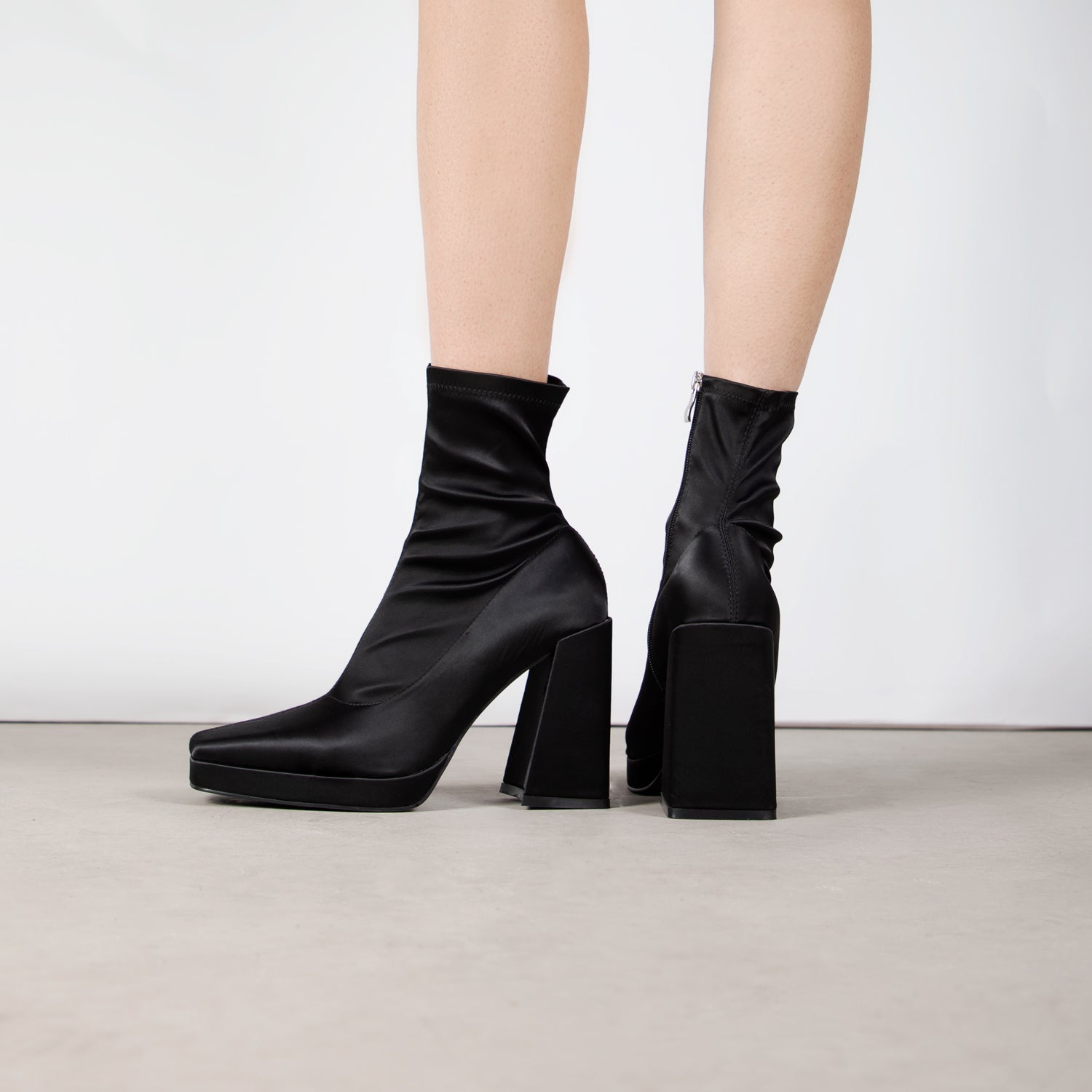 RAID Hartley Satin Sock Boot In Black