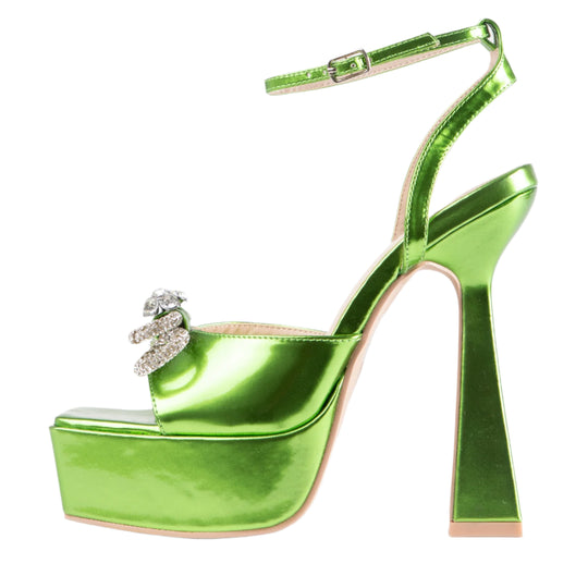 RAID Leandra Platform Lace Up Heel in Green