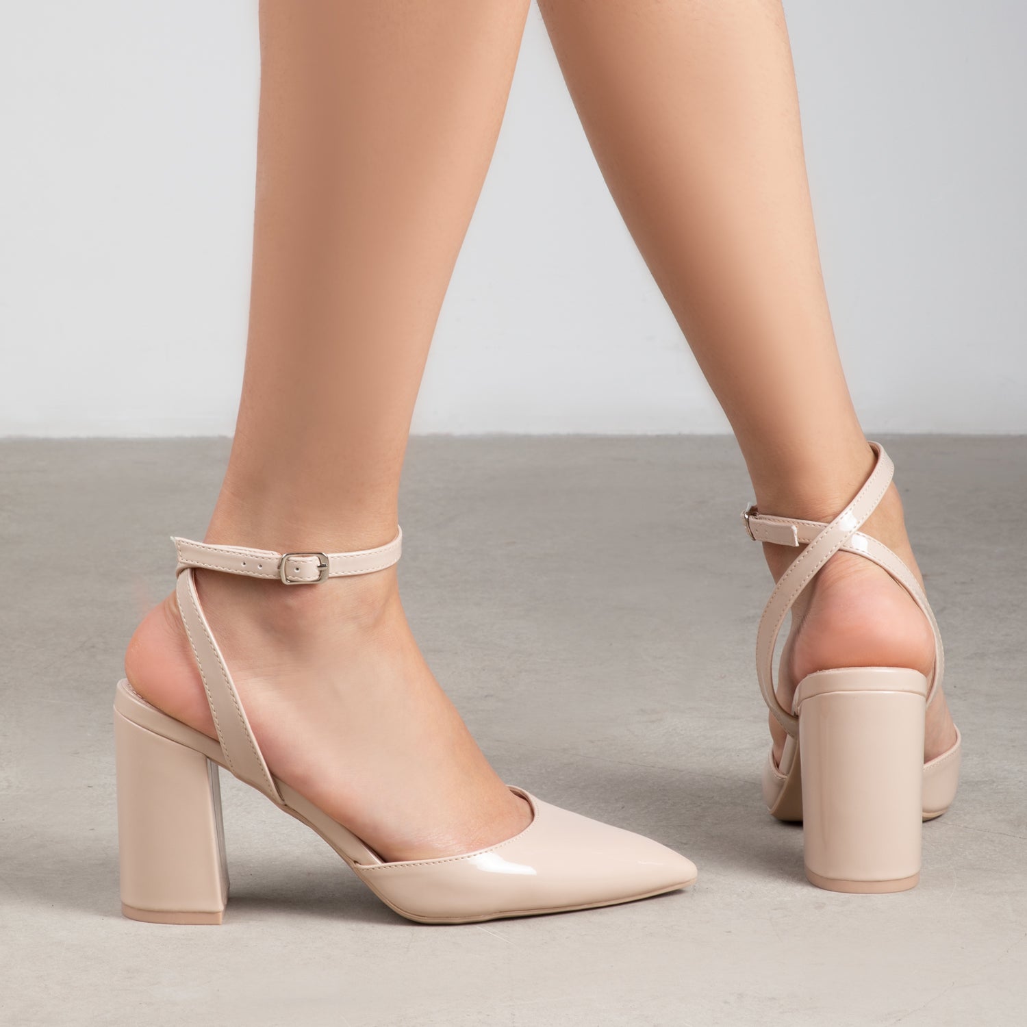 RAID Neima Block Heel Pumps in Nude