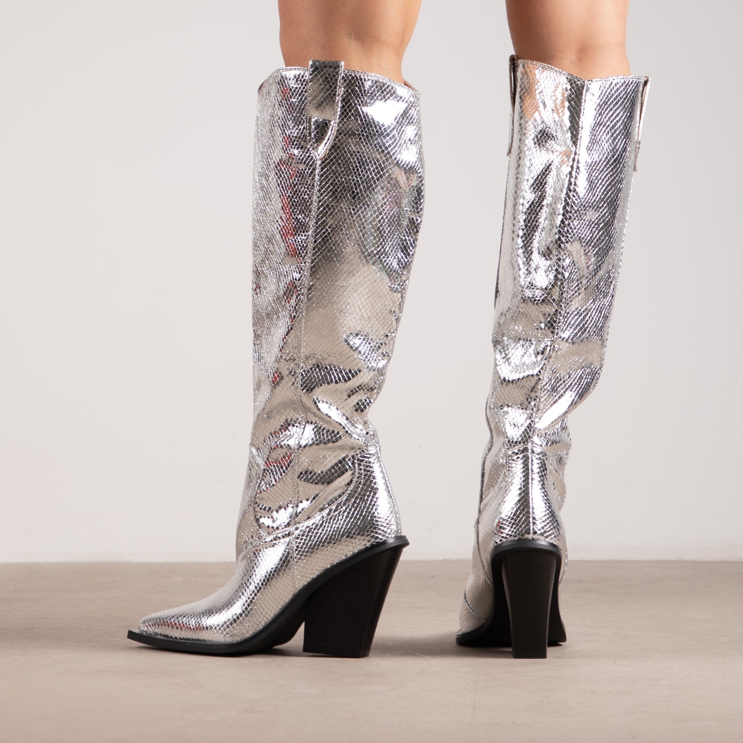 RAID Portland Long Boot in Silver Snake