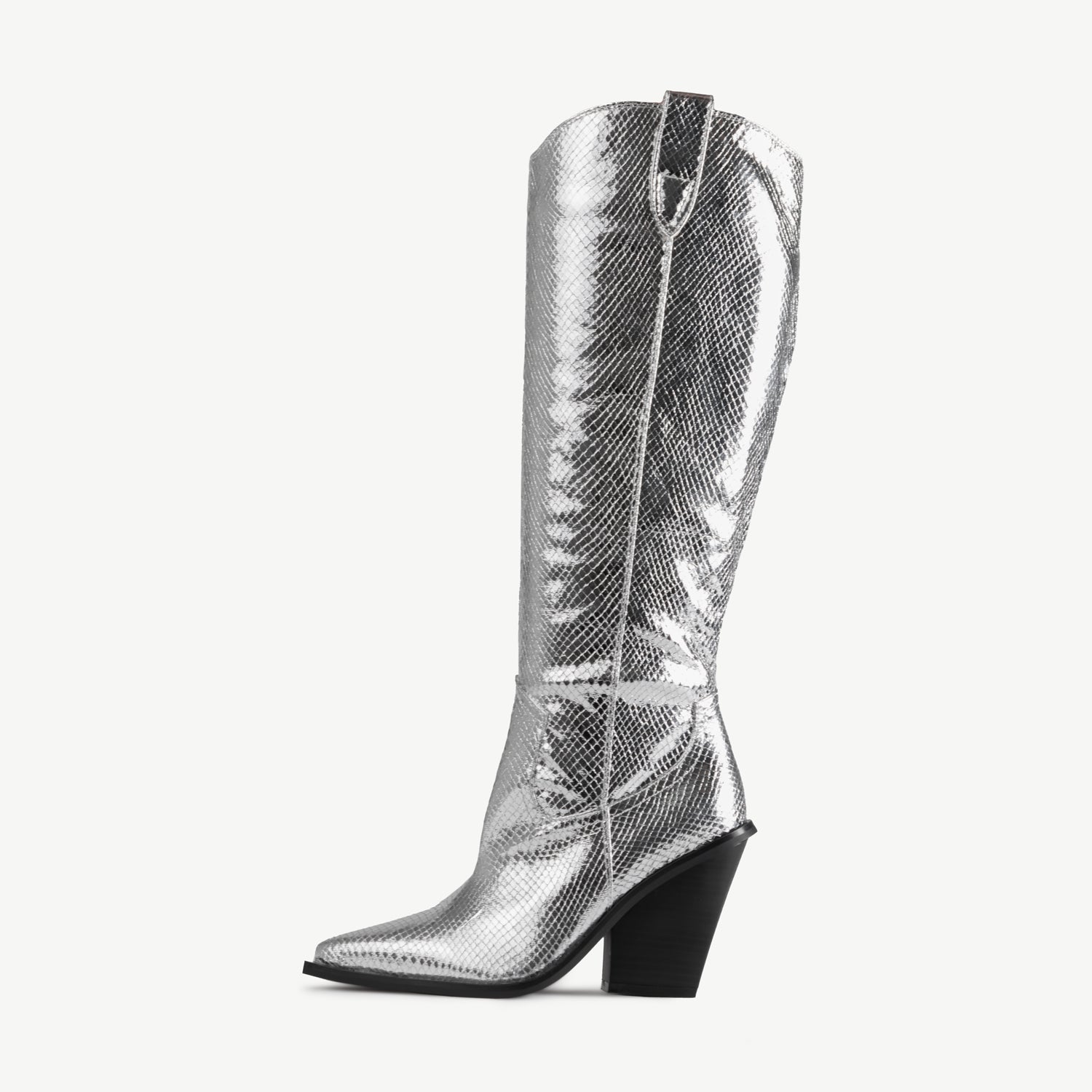 RAID Portland Long Boot in Silver Snake