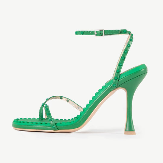 RAID Rian Black Strappy Sandal in Green