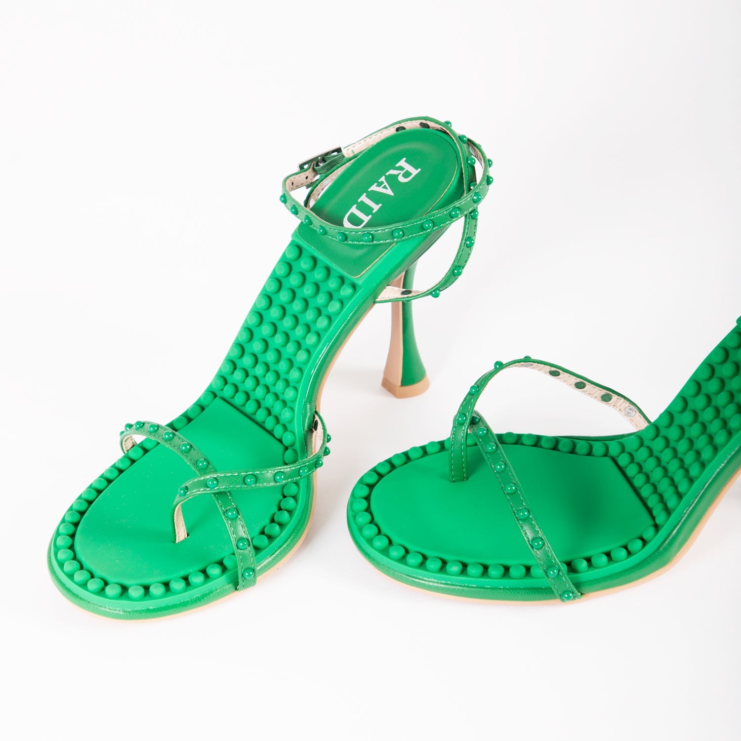 RAID Rian Black Strappy Sandal in Green