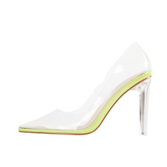 RAID Ridha Perspex Court Shoes In Clear Lime