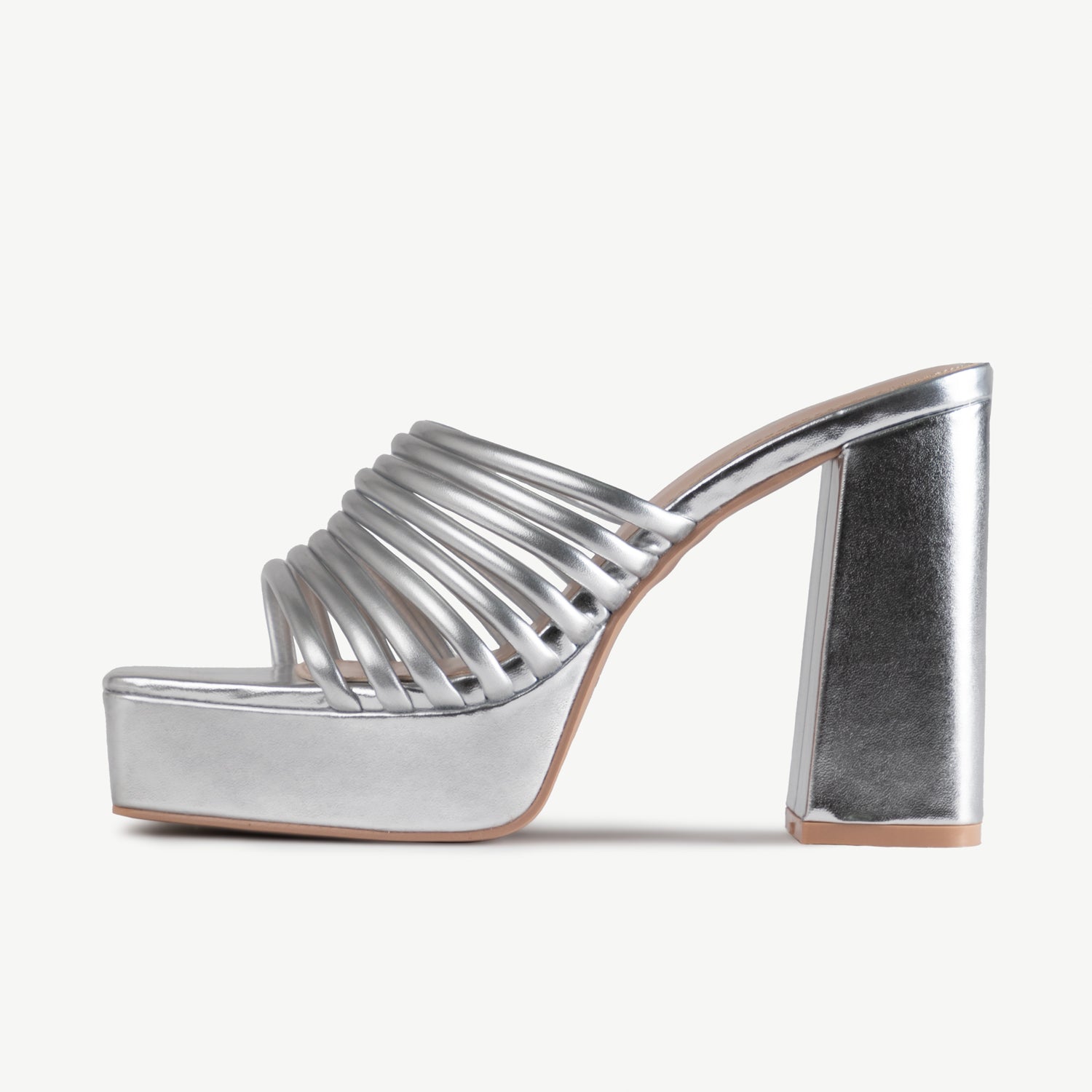 RAID Stella Block Heeled Mule in Silver